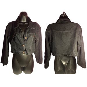 Cropped Black Denim Jacket